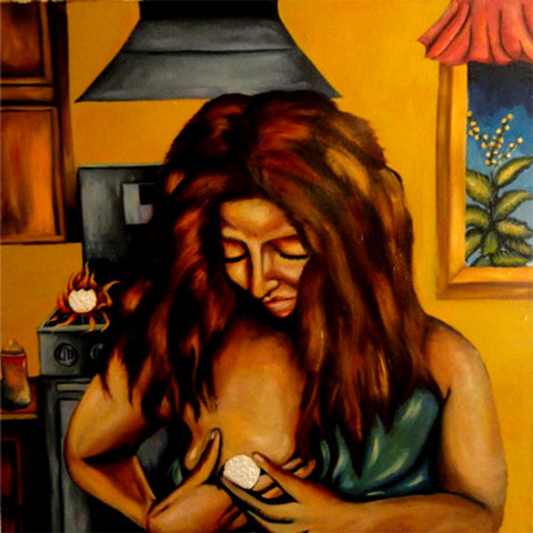 Olga Escobedo painting with Mother's Milk