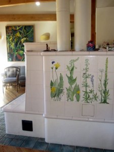Kachelofen with view of Sierra Wildflower Tiles by Mary P Williams Kachelofen with view of Sierra Wildflower Tiles by Mary P Williams