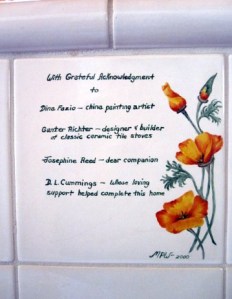 Kachelofen Dedication Tile by Mary P Williams
