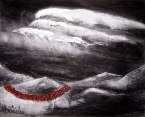 Cavorting Beetles, Etching 8"x10"