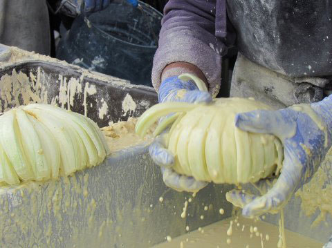 Blossoms dipped in flour batter