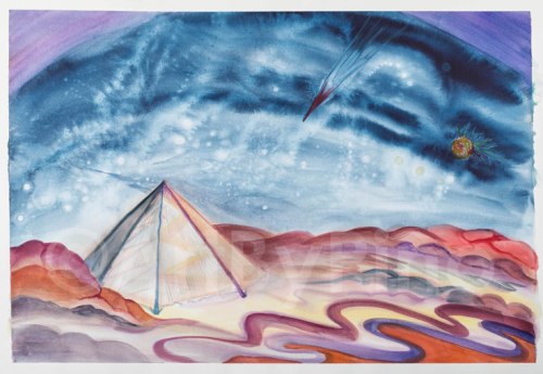 Camping Out on Mars, by Mary P Williams. Framed (metal) with double matting $800