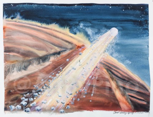 Comet Sliding Spring Passes Mars, 2014, by Mary P Williams. Framed (metal) with double matting $900