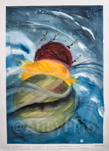 The Three Body Problem - Tribute to Cixin Lui. Framed (metal) with double matting $900